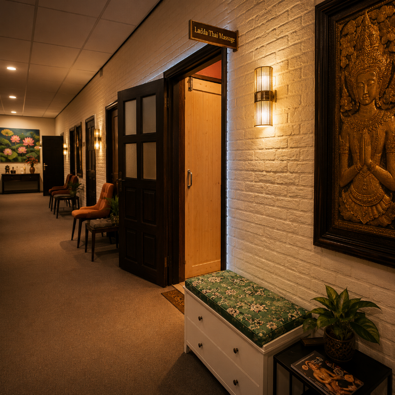 Impressie van de voorzijde van de Thaise massagesalon